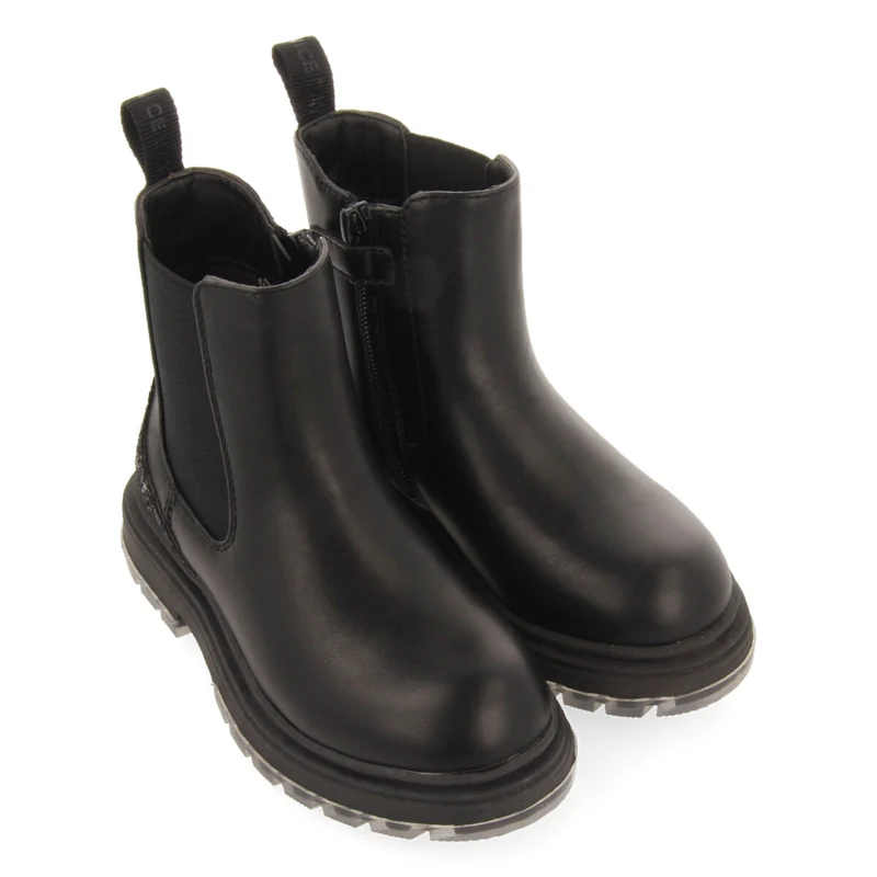 Pians children's glittery black chelsea boots