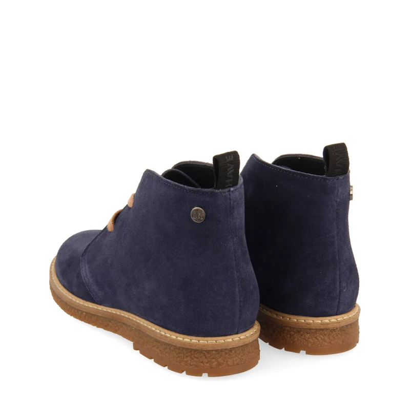Rekvik children's navy blue leather lace-up ankle boots