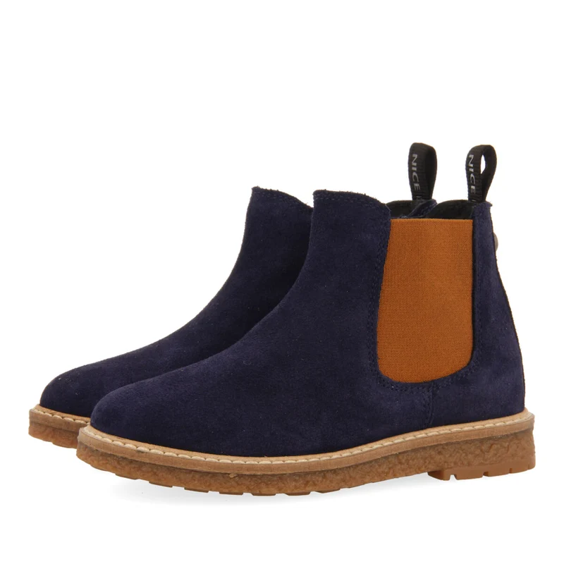 Mattsee children's navy blue leather chelsea boots