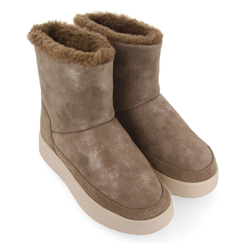 Banff women's metallic taupe split-suede shearling boots