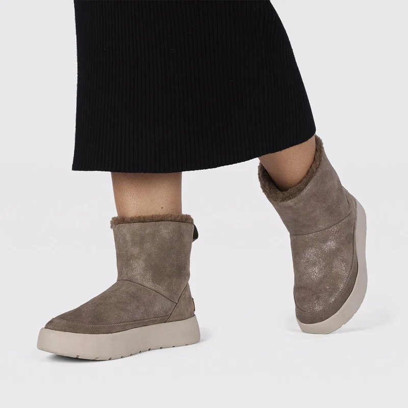 Banff women's metallic taupe split-suede shearling boots