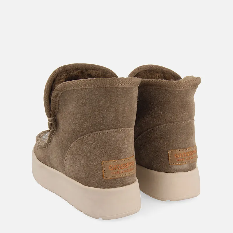 Cupar women's taupe split-suede shearling boots with crystals