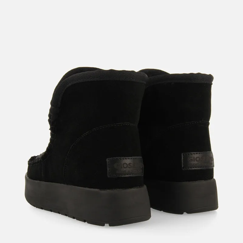 Cupar women's black split-suede shearling boots with crystals