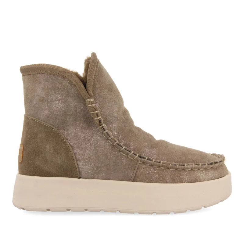 Annan women's metallic taupe split-suede shearling boots