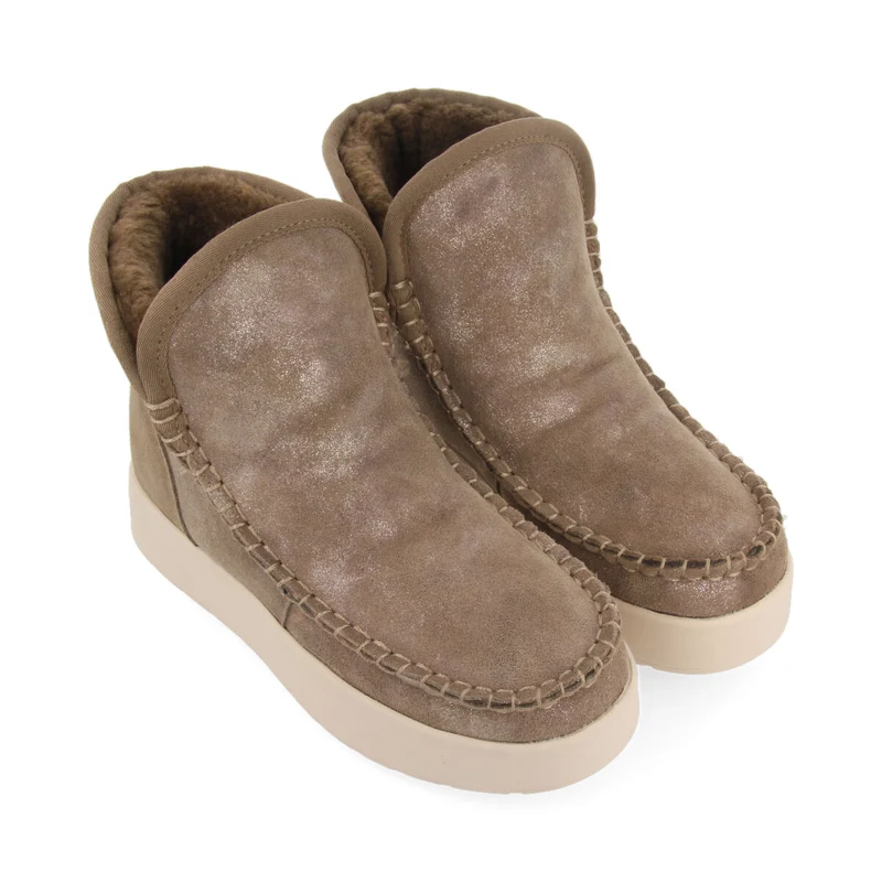Annan women's metallic taupe split-suede shearling boots