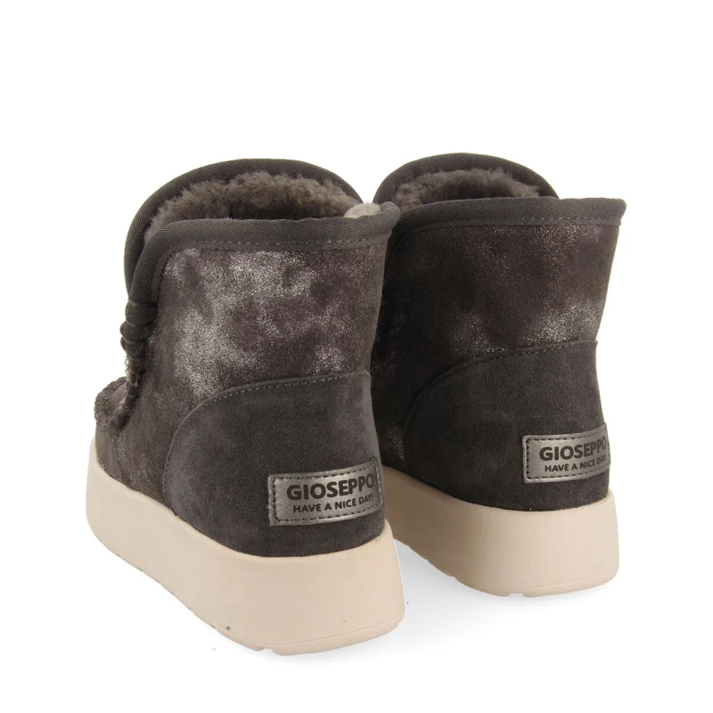 Annan women's metallic grey split-suede shearling boots