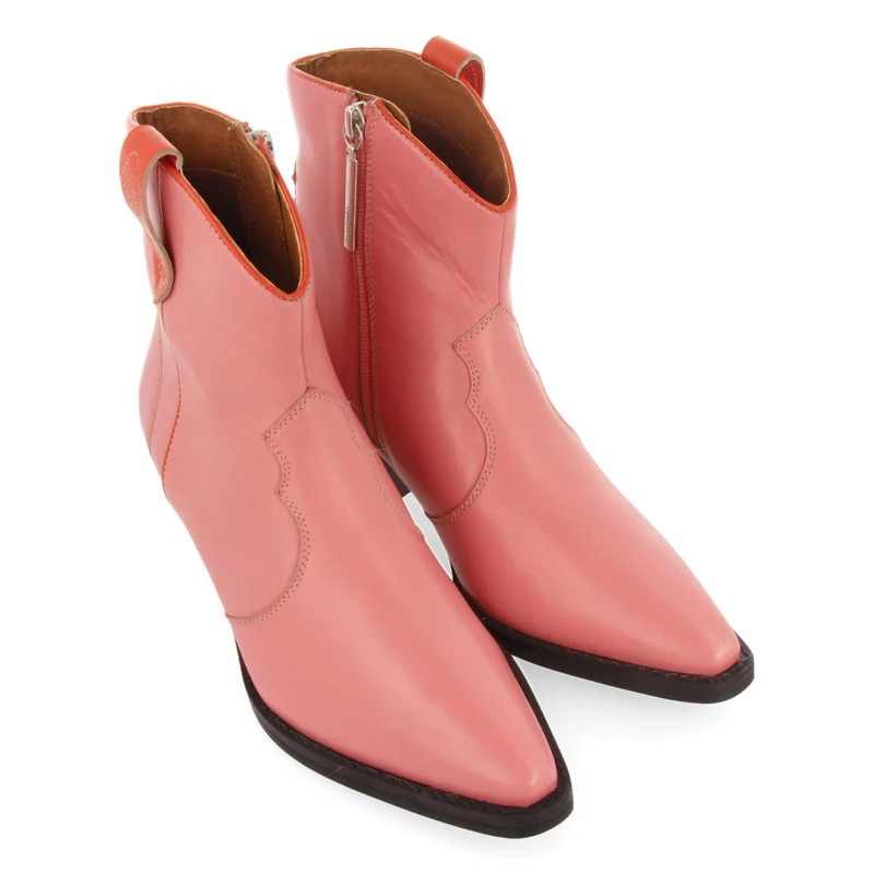 Sylte women's pink leather cowboy boots