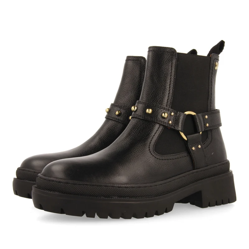 Liff women's black leather chelsea boots with studs