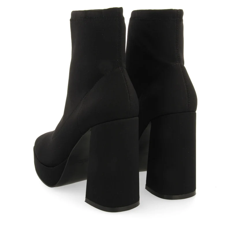 Turenki women's black ankle boots with wide heels and platforms