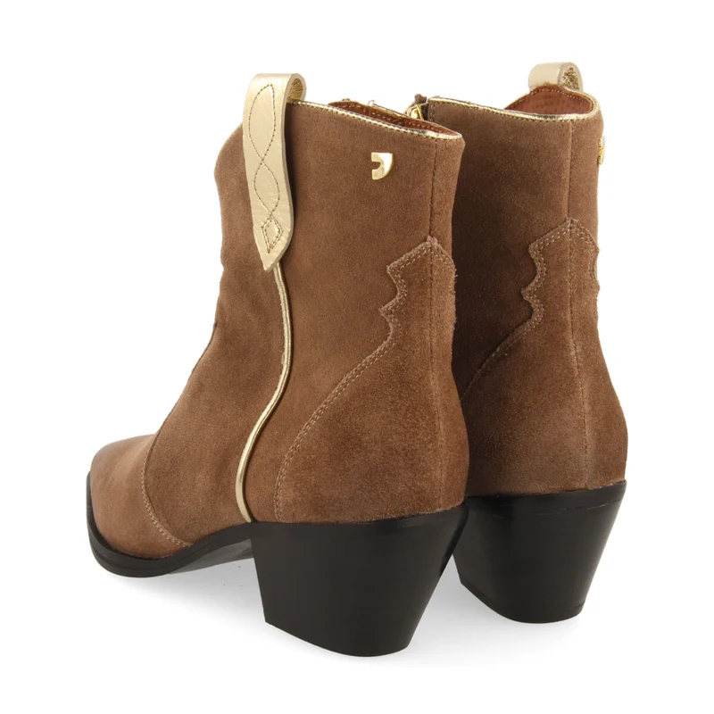 Airth women's taupe split-suede cowboy boots with gold details