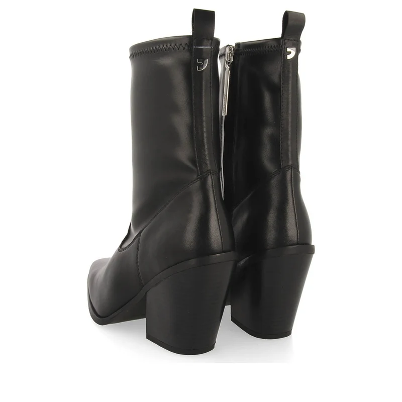 Drymen women's stretchy black leather boots with semi-square toes