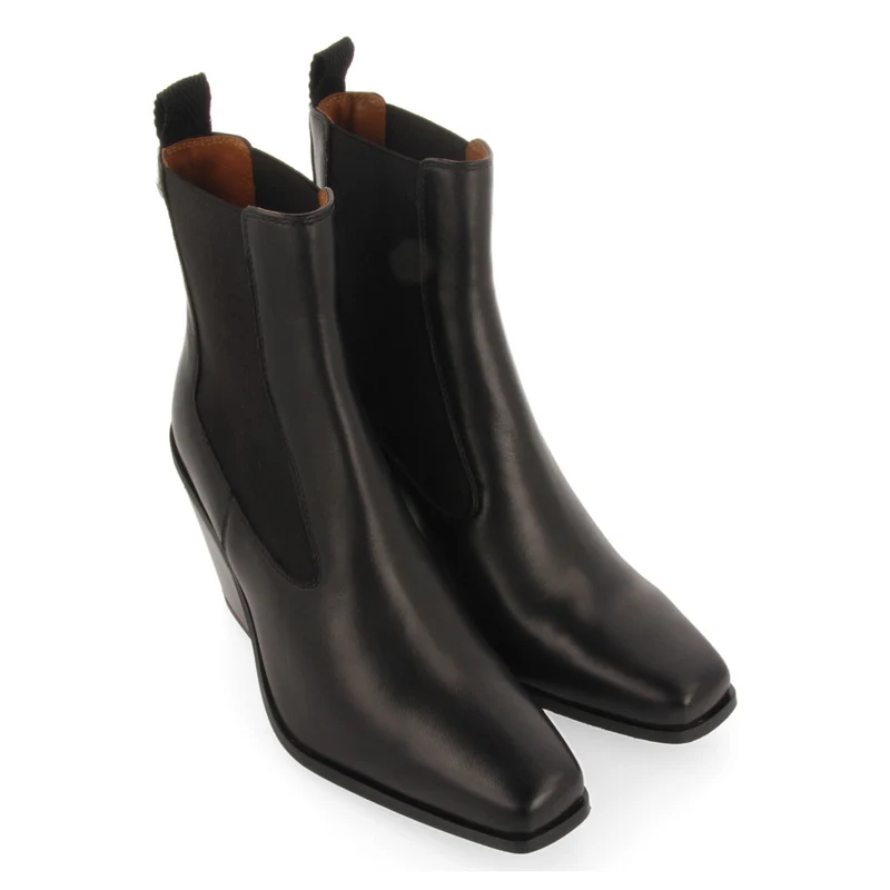 Haiming women's cowboy boots with side elastics and square toes