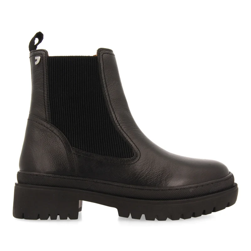 Langen women's black leather chelsea boots with track soles