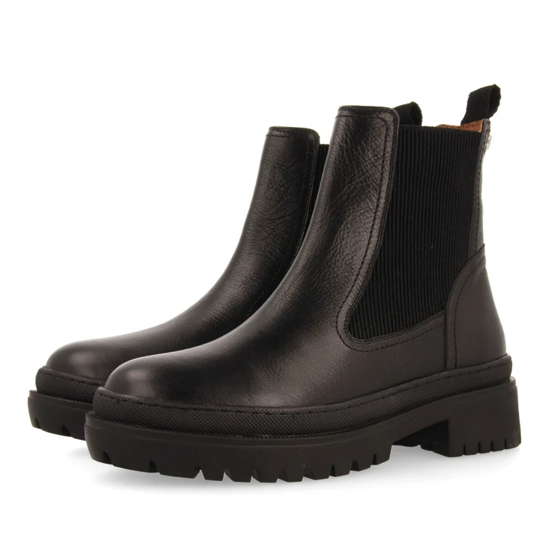 Langen women's black leather chelsea boots with track soles