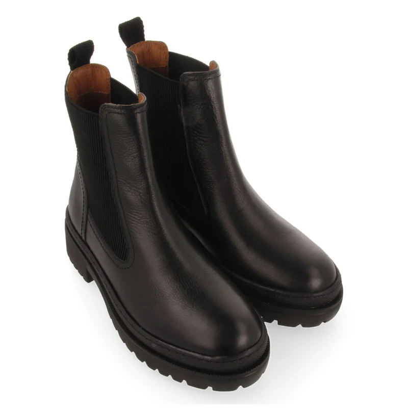Langen women's black leather chelsea boots with track soles