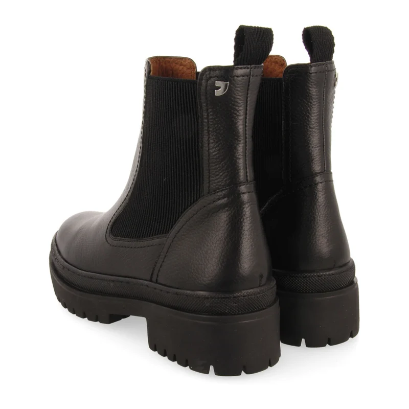 Langen women's black leather chelsea boots with track soles