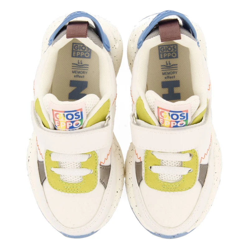 Kalwang children's white lace-up sneakers with adjustable fastenings