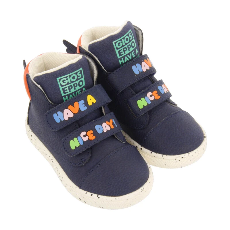 Myrset babies' navy blue boot-style sneakers with decorative wings