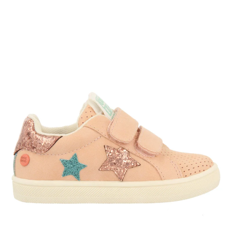 Kimball babies' nude sneakers with stars and adjustable fastenings