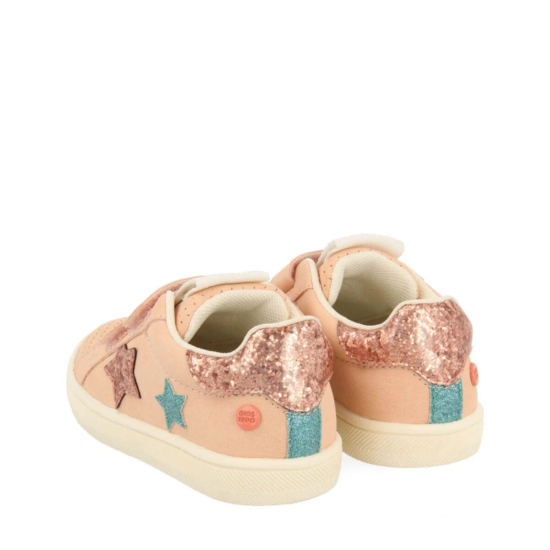 Kimball babies' nude sneakers with stars and adjustable fastenings