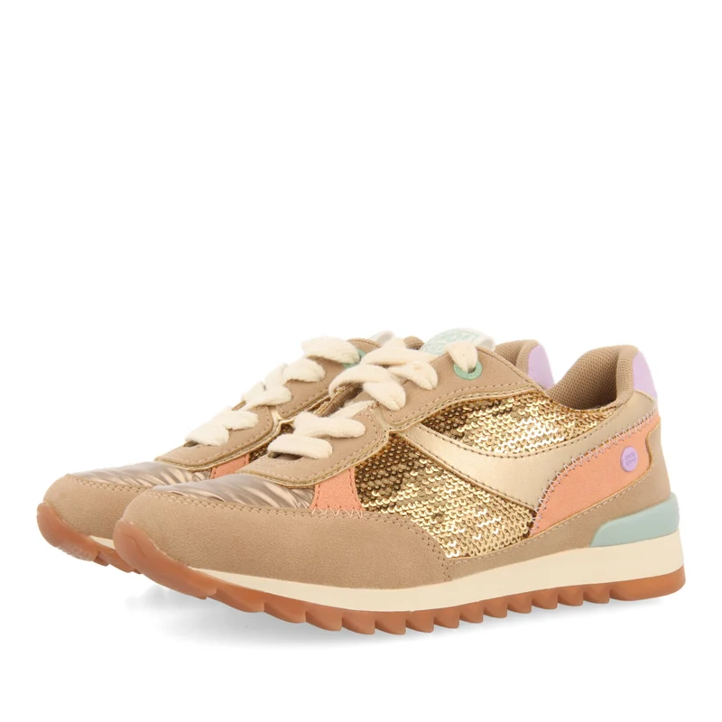 Metheven children's gold sequinned sneakers