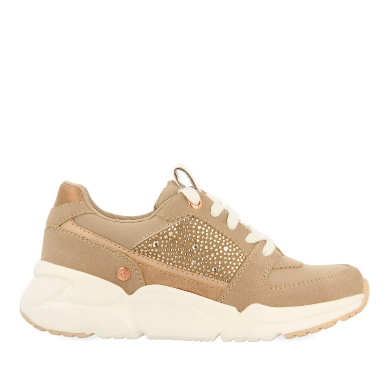Hartl children's nude sneakers with rhinestones and shades of gold