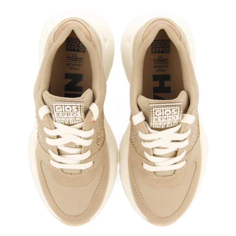 Hartl children's nude sneakers with rhinestones and shades of gold