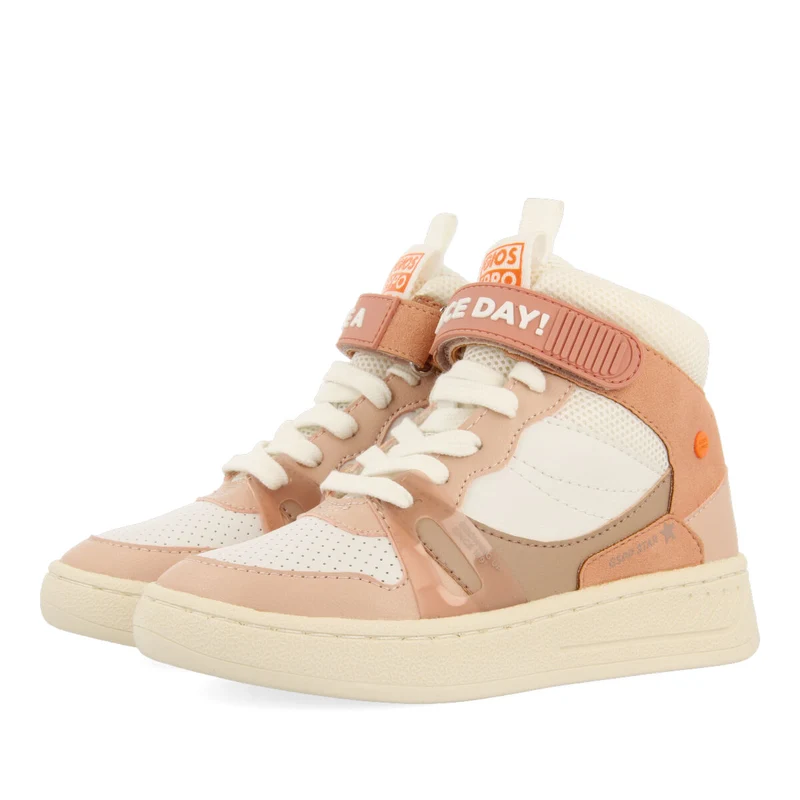Vadso children's nude boot-style sneakers with adjustable strap