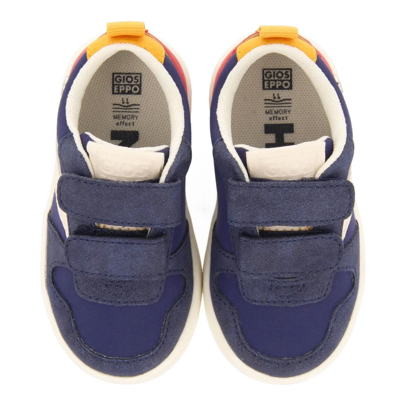 Alcester babies' navy blue retro sneakers with adjustable fastenings