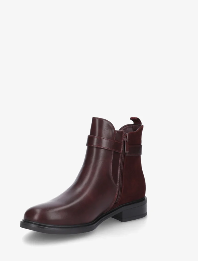 Bottines unies à contrefort en suédine - Lie de vin