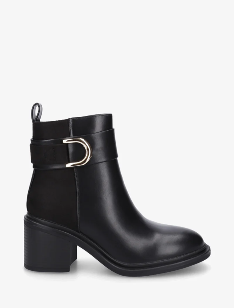Bottines bimatière à talon bloc - Noir