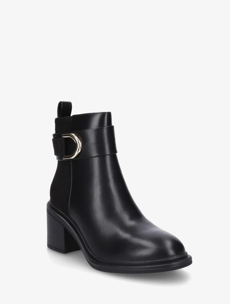 Bottines bimatière à talon bloc - Noir
