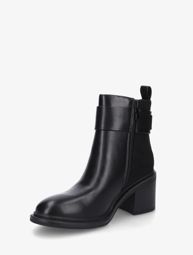 Bottines bimatière à talon bloc - Noir