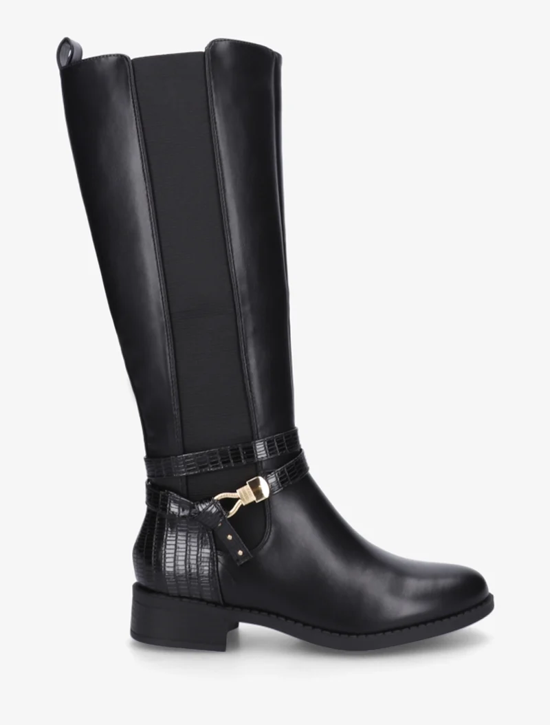 Bottes élastiquées à contrefort en croco - Noir