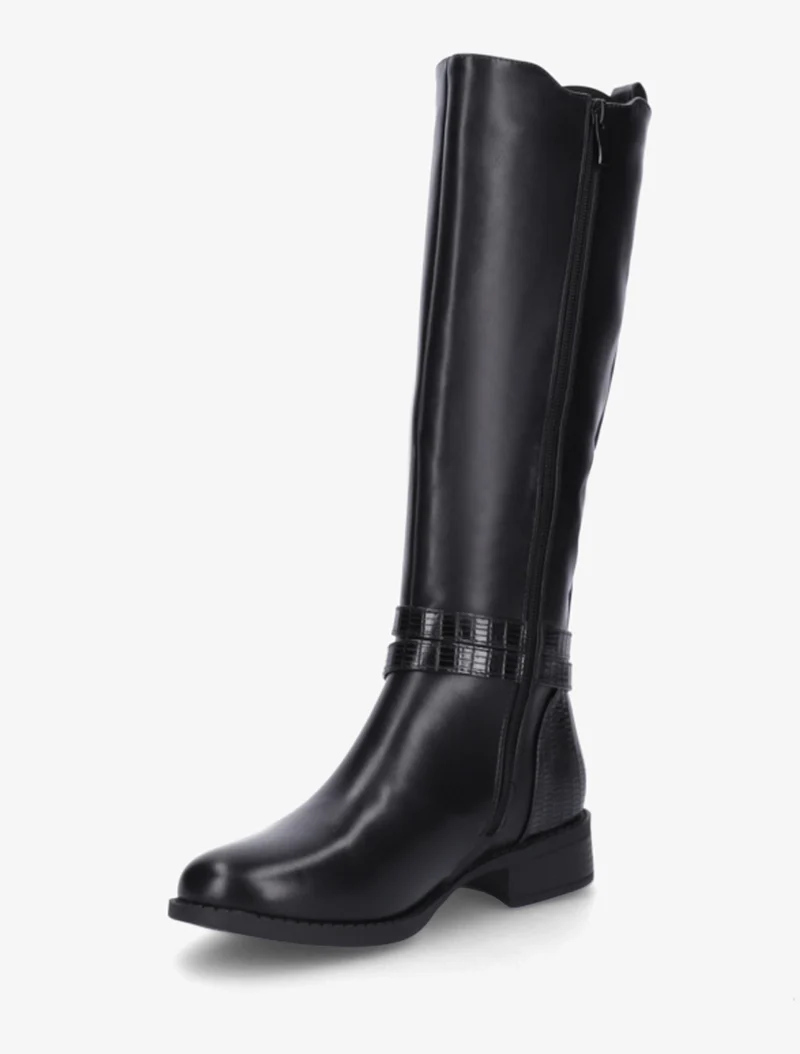 Bottes élastiquées à contrefort en croco - Noir