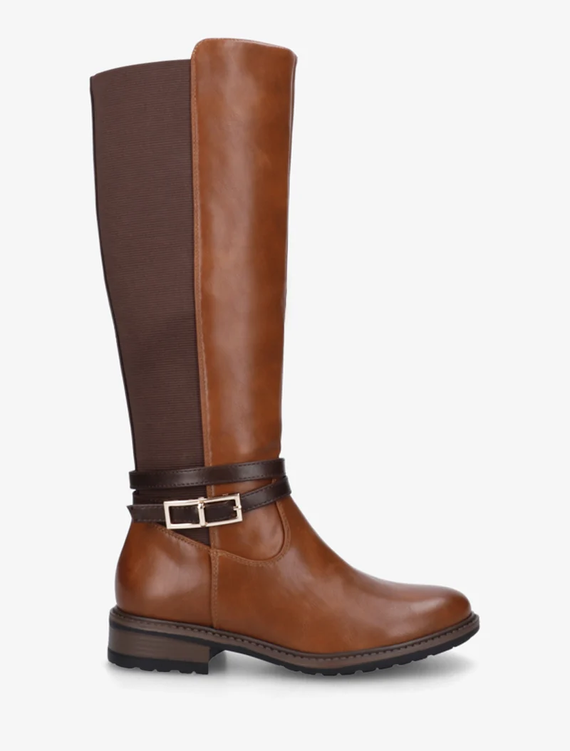 Bottes unies élastiquées - Camel