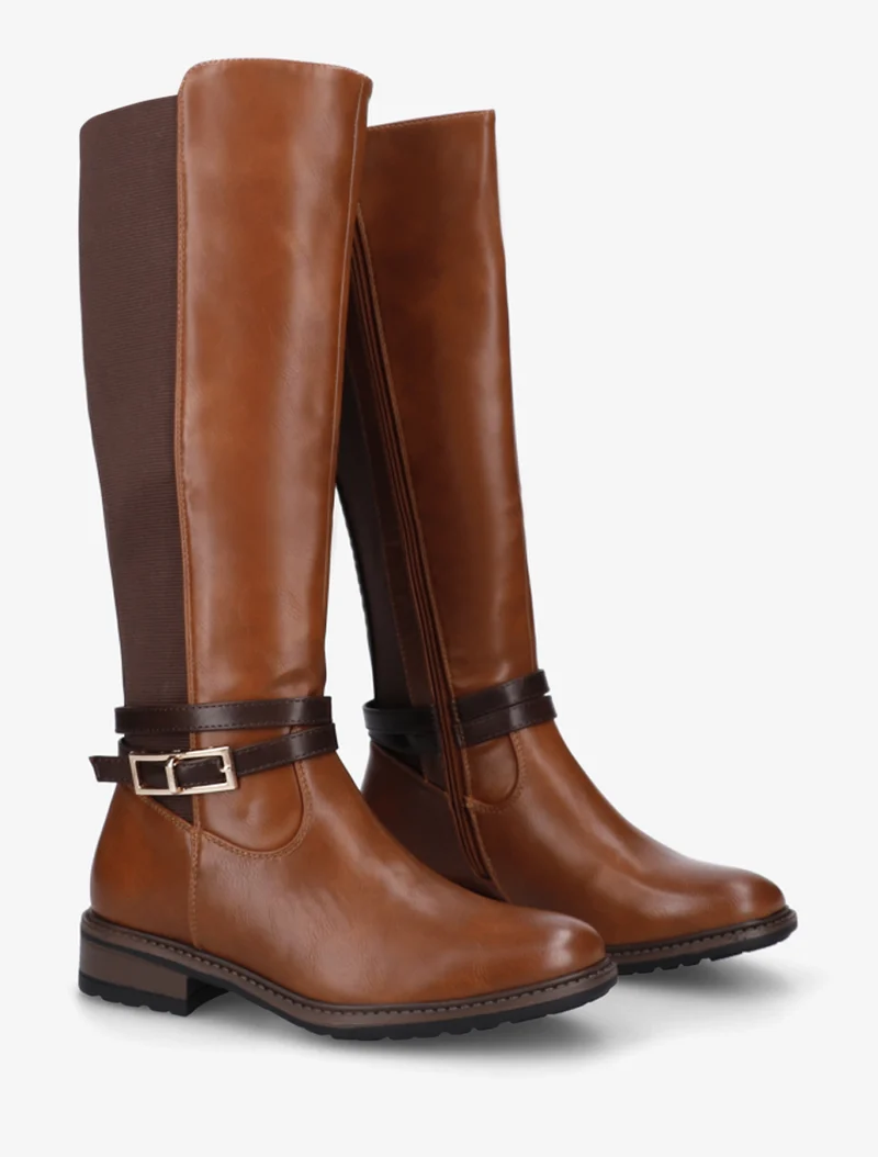 Bottes unies élastiquées - Camel