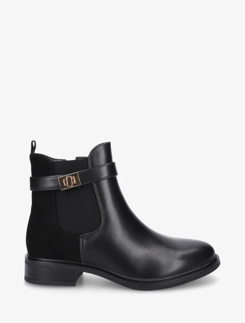 Bottines unies à contrefort en suédine - Noir