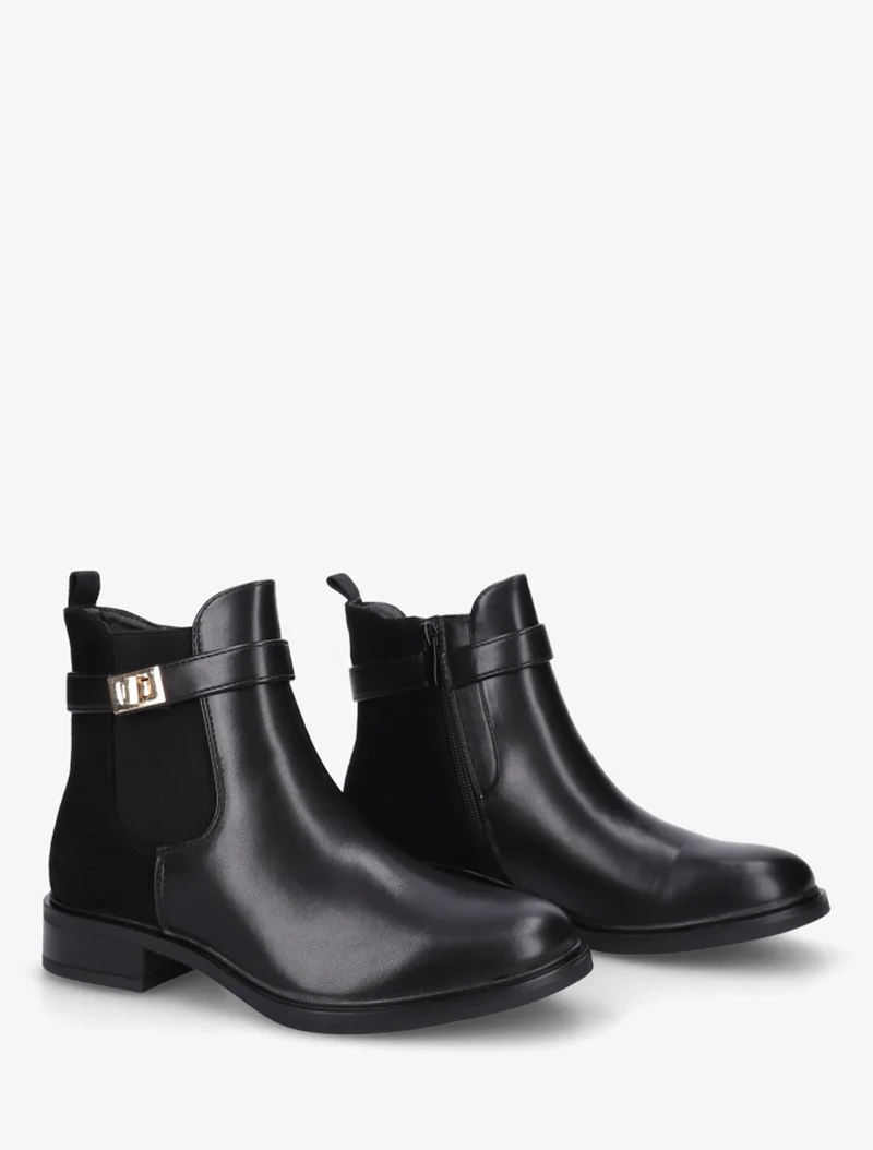 Bottines unies à contrefort en suédine - Noir