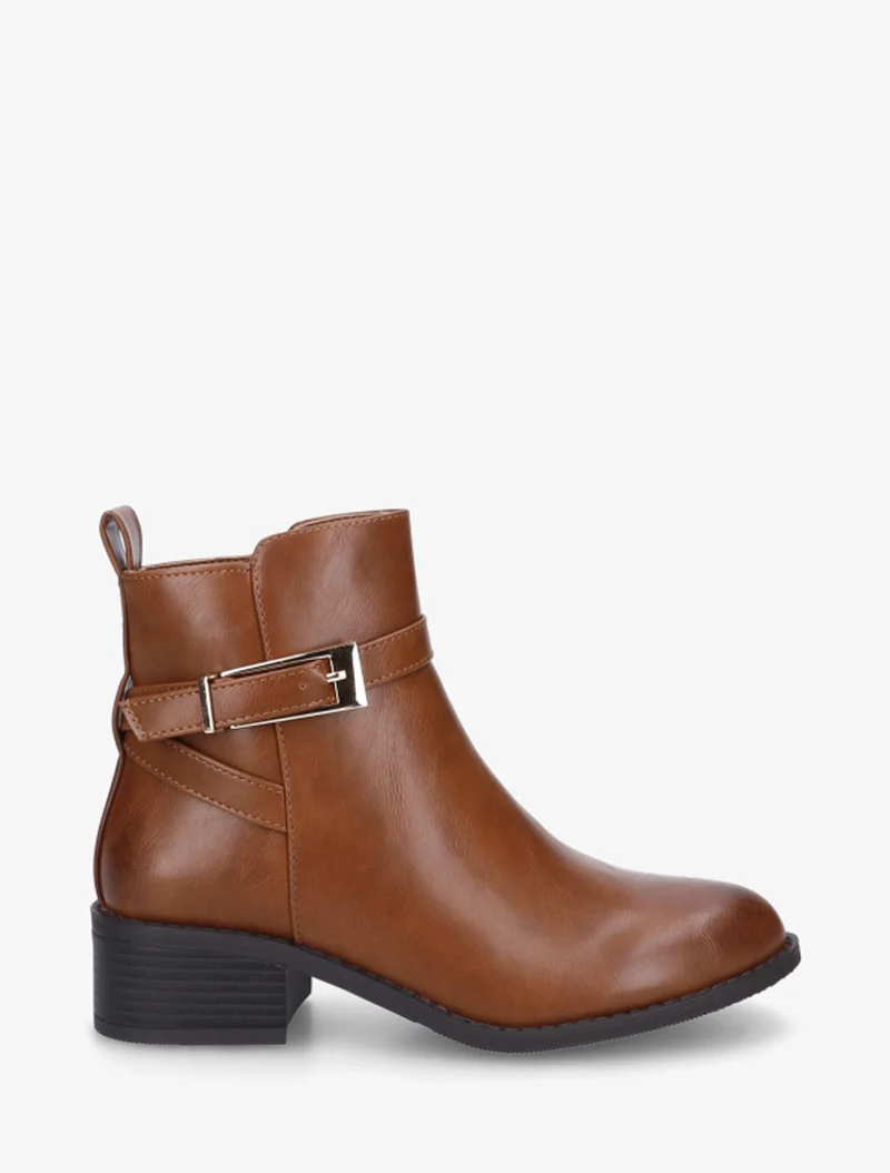 Bottines en simili à sangles - Camel