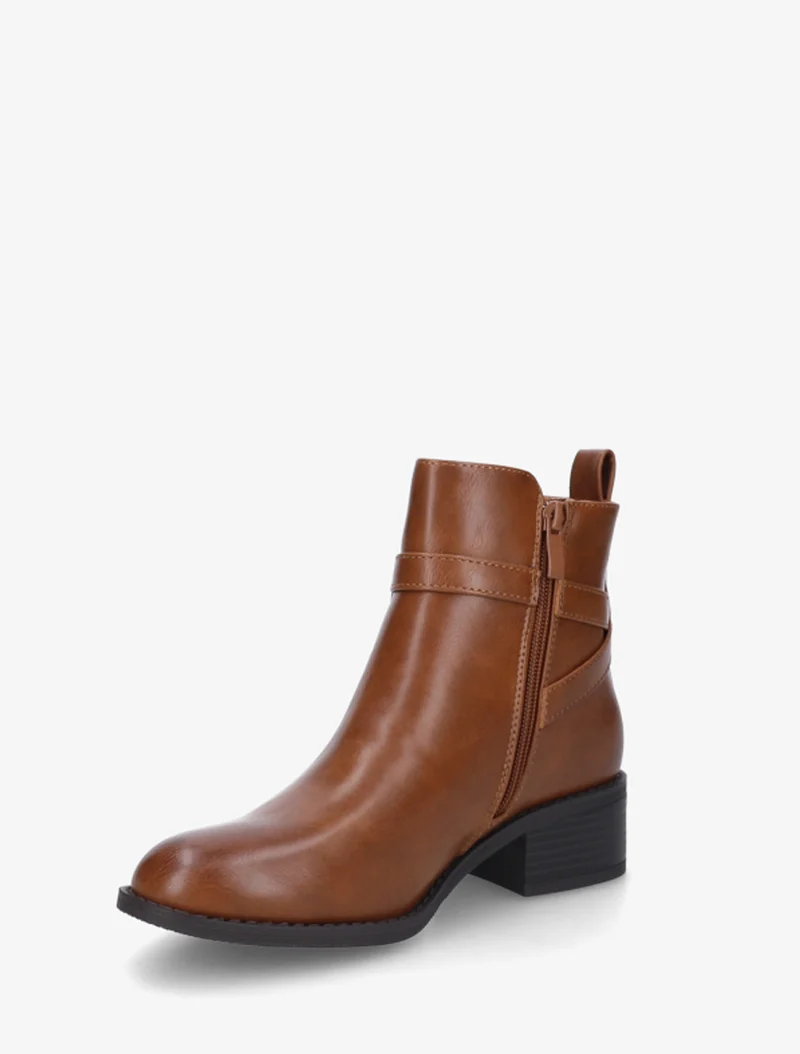 Bottines en simili à sangles - Camel