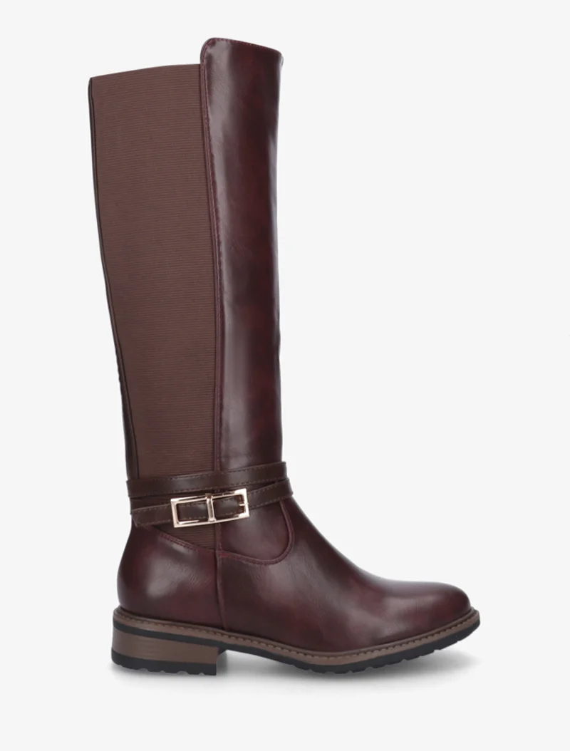 Bottes unies élastiquées - Lie de vin