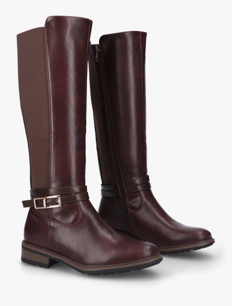 Bottes unies élastiquées - Lie de vin