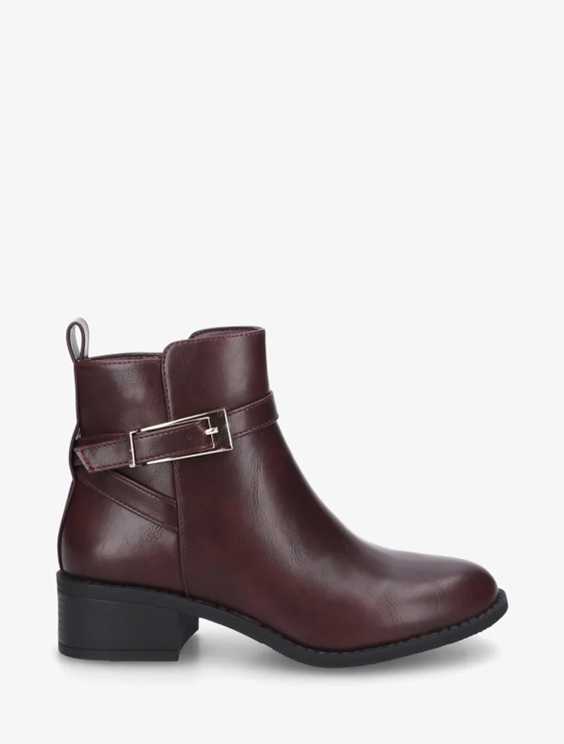 Bottines en simili à sangles - Lie de vin
