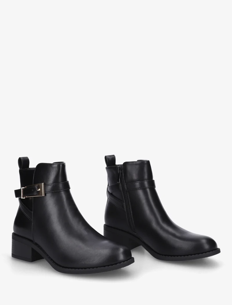 Bottines en simili à sangles - Noir
