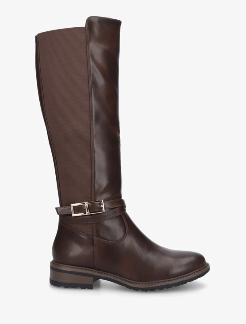 Bottes unies élastiquées - Marron