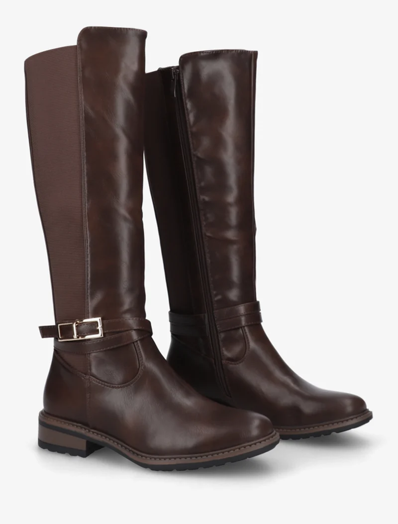 Bottes unies élastiquées - Marron