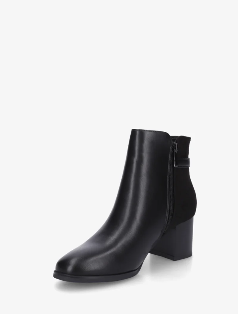 Bottines bimatière à boucle strassée - Noir