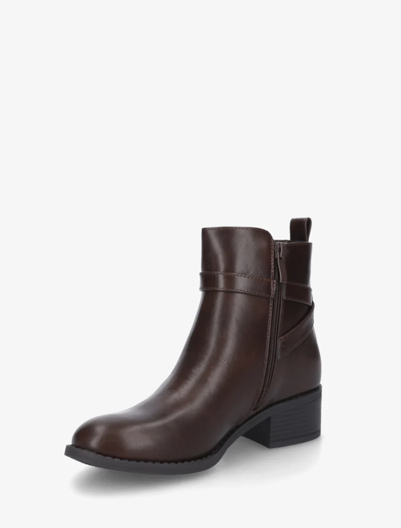 Bottines en simili à sangles - Marron