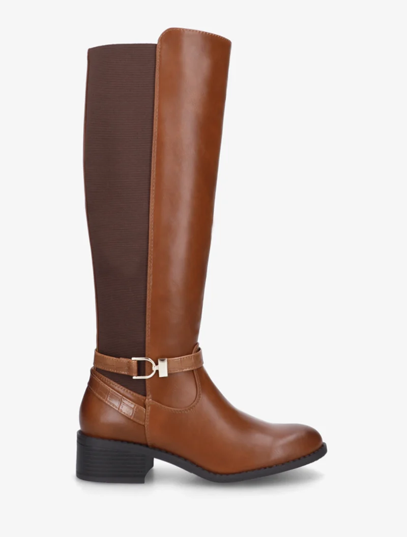 Bottes en simili style cavalière - Camel